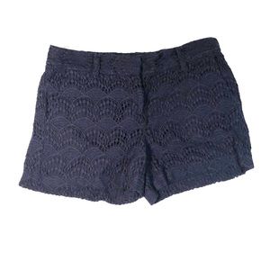 Navy blue Loft short with lace embroidered overlay